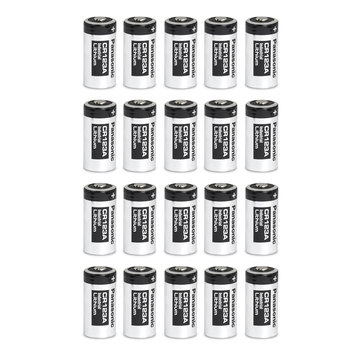 Panasonic CR123A 3V Industrial Lithium Batteries Silver/Black (20 