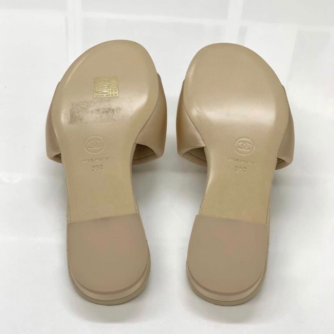 CHANEL Satin Coco mark Flat Sandals Mules Pumps Shoes Women
