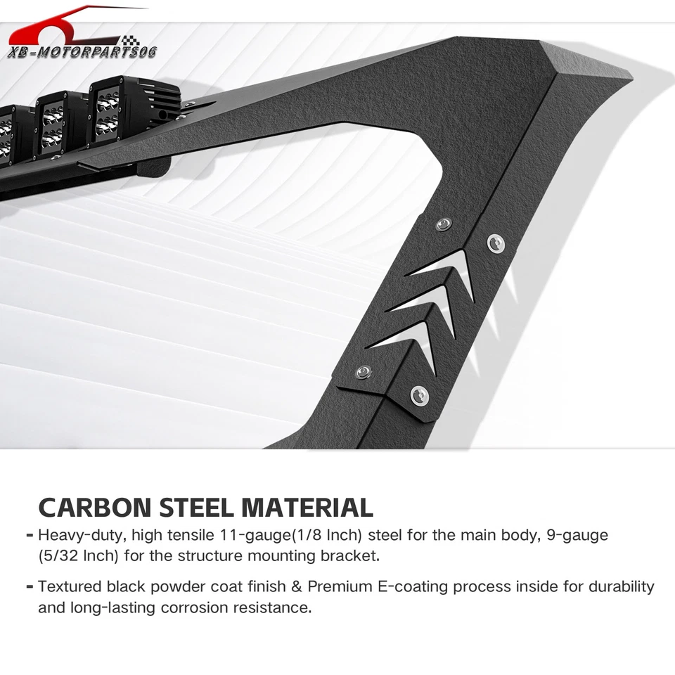 Windshield Frame Cover Mad Max Roof W/ LED Lights For 2007-2018 Jeep Wrangler JK Foto 3 de 4