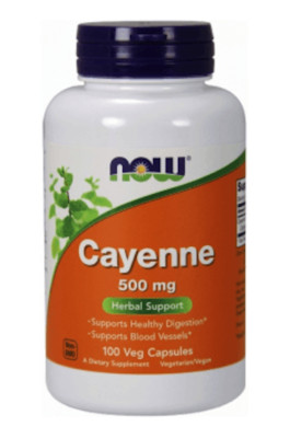 NOW FOODS, CAYENNE Verdauungsunterstützung 500mg 100 Veg. Kapseln SUPER PREIS