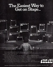 vtg 70s 80s STAGE AMPS MAGAZINE PRINT AD Guitar Amplifier Combo Stack PINUP PAGE