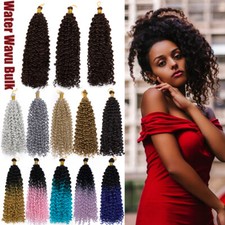 US 100 Thick Water Wave Crochet Braid Hair Extensions Afro Kinky Curly as Human