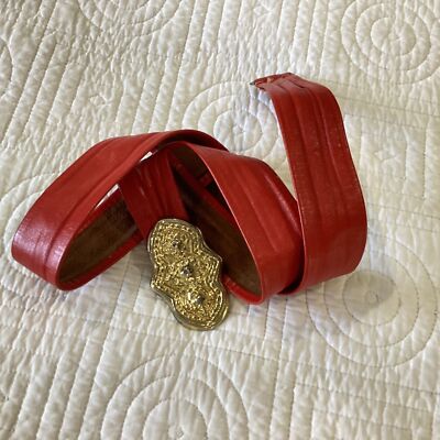 Vintage Rocker Red Leather Belt with Decorative Gold-Tone Medallion red+belt+(2+of+3).jpg?format=2500w main image 3