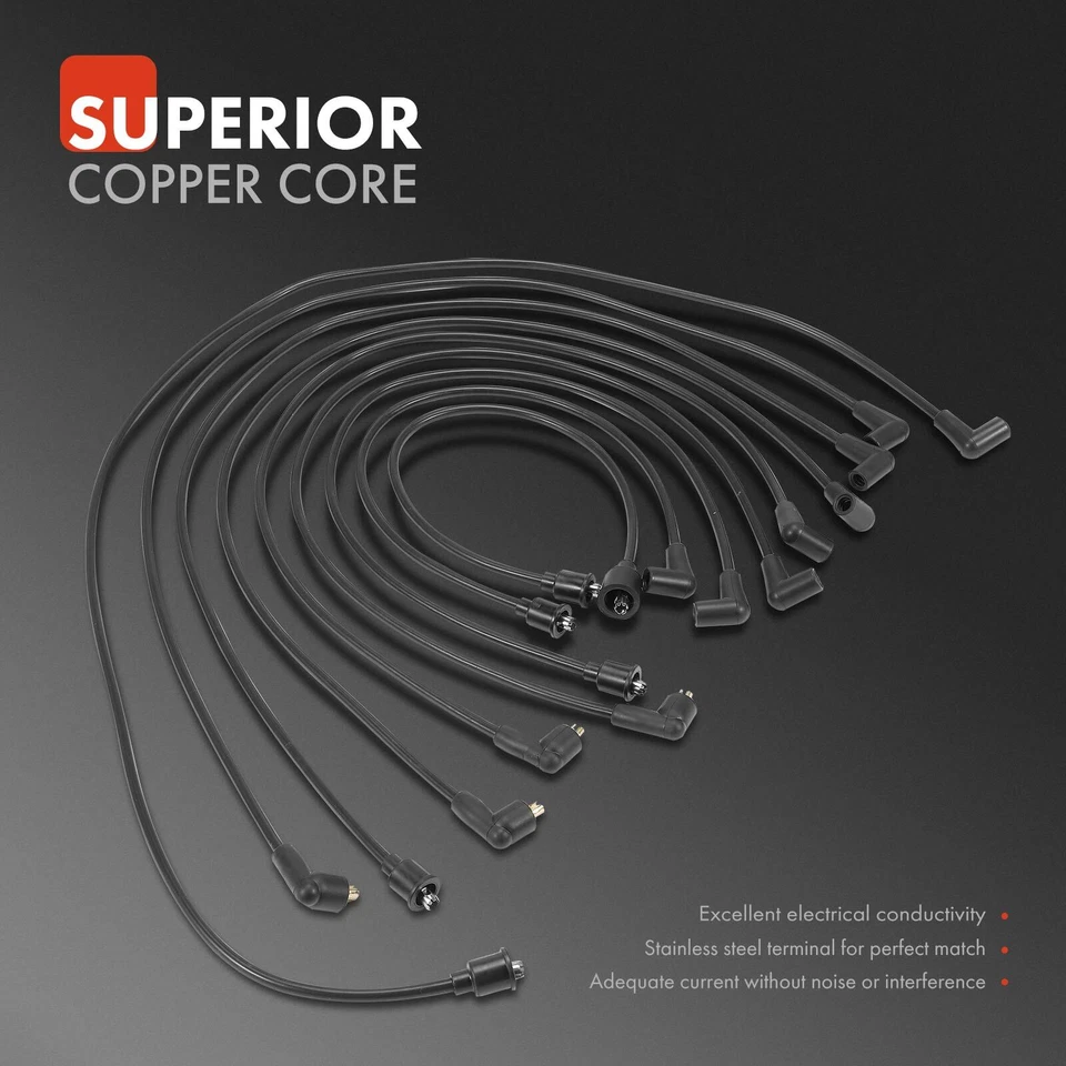 Juego de 9 cables de bujías para Chrysler Town & Country Dodge Challenger Plymouth GTX Foto 2 de 4