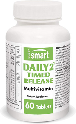 Supersmart Daily 2 Timed Release 32-In-1 Multivitamin Formula Non-GMO 60 Tablets