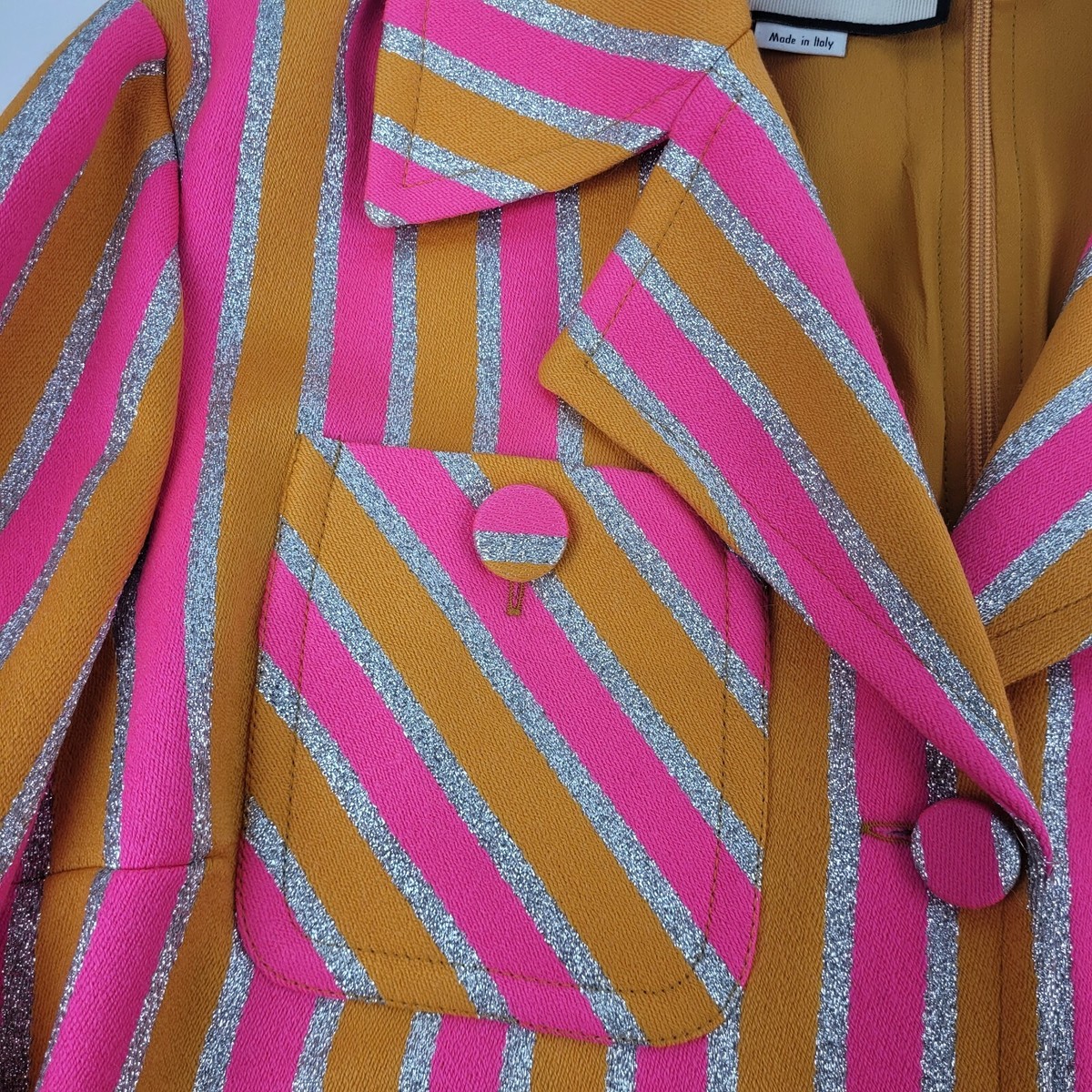 Gucci★素敵!llic Pink Orange Striped Wool Dress $1800 Gucci Women's Metallic Pink Orange Striped Wool Dress