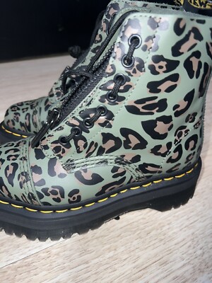 Martens Sinclair Khaki Green Distorted Leopard, Women's