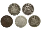 1841 - 1884 Seated Liberty Dime - Lot of 5 (J65)