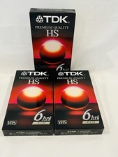 TDK Video Cassette HS T-120 6 Hour VHS - Brand New - Sealed - 3 Tapes
