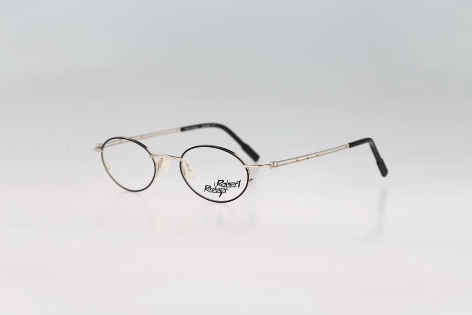 Robert Rudger 2265 010 22, marcos de gafas ovalados vintage años 90 negro y plateado NOS Foto 4 de 4