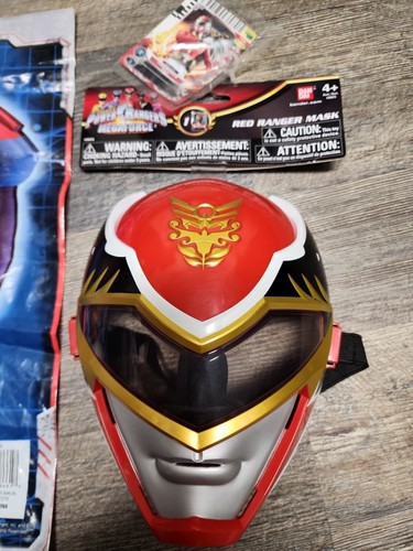 MMPR Power Rangers Red Ranger Hard Costume Bandai Megaforce & RARE CARD Bag - Picture 2 of 3
