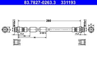 ATE 83.7827-0263.3 Bremsschlauch 260 Mm FüR Ford B-MAX Fiesta Ka+ 1.0-1.6D