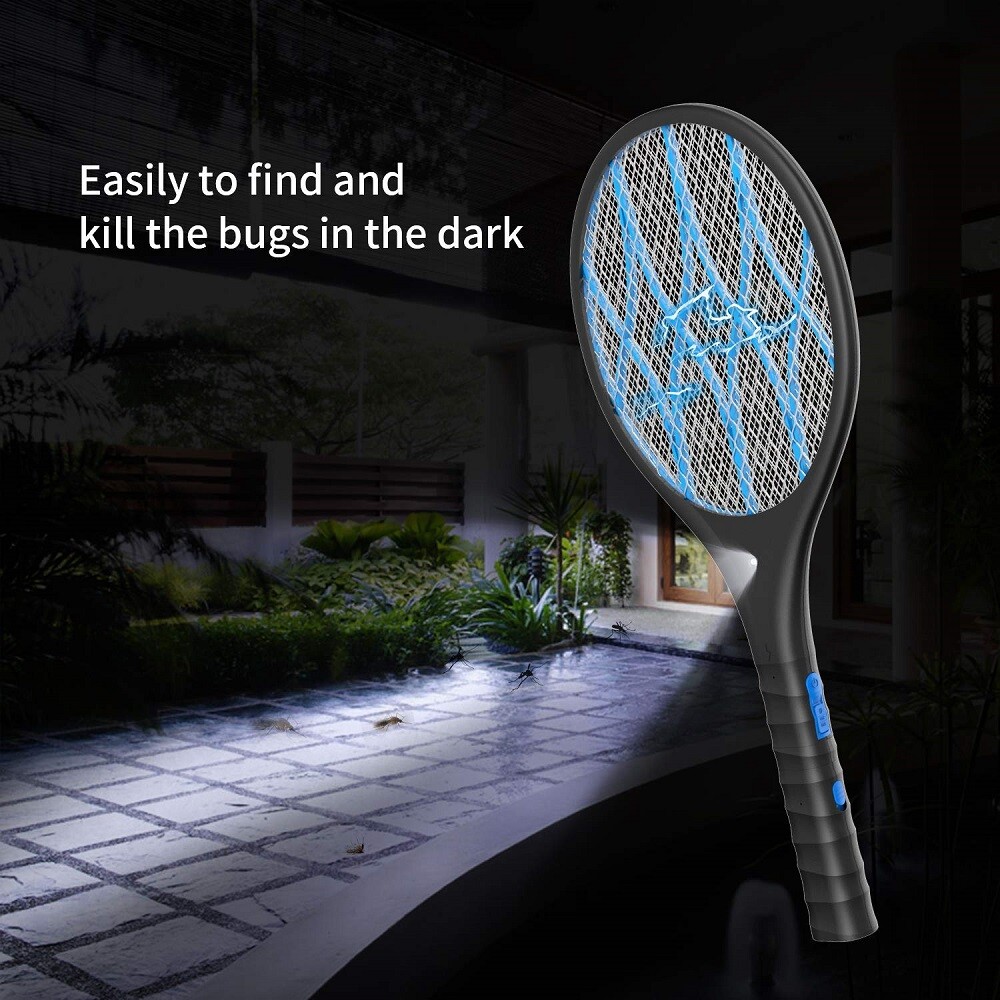 Premium Electric Fly Swatter Racquet Zapper With Torch USB Charger