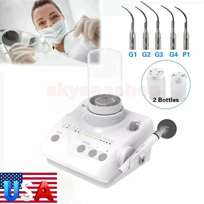 Ultrasonic Dental Scaler LED Handpiece 2 Bottles Fit EMS SKYSEA Cavitron tip