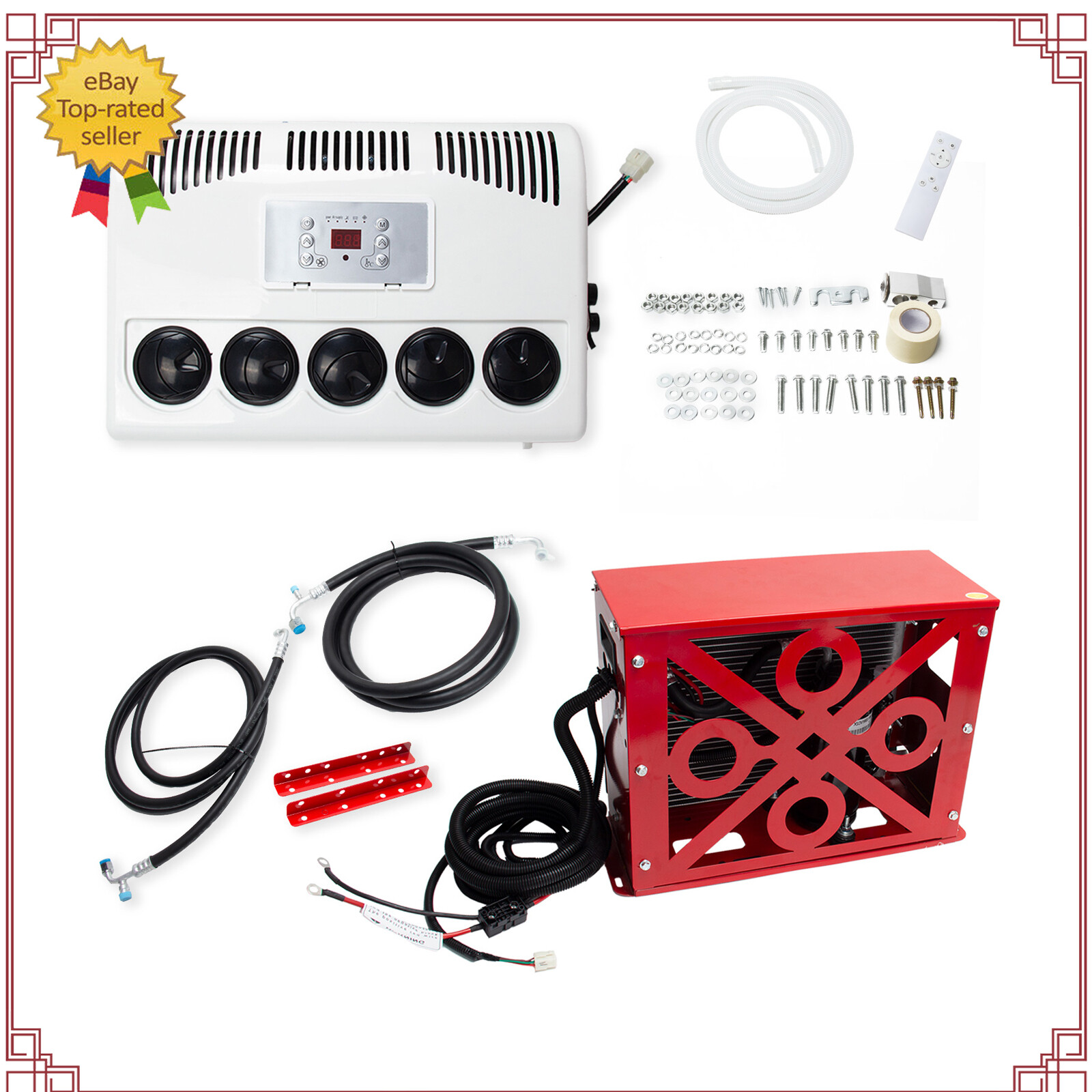 12V 11000 BTU Truck RV Bus Split Air Conditioner with Remote-image