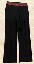 Anthropologie Elevenses Women's Straight Leg Black Dress Pants Silk Waist Band 2