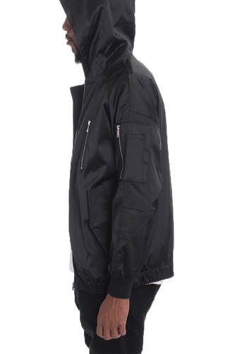 Herren Satin Polyester Kragen Druckknopf Verschluss Tasche Freizeitjacke - Bild 19 von 23