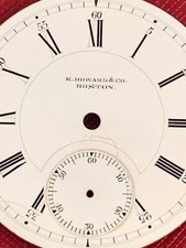 RARE E. HOWARD  Co. BOSTON ORIGINAL PORCElAIN DIAL N SIZE FOR POCKET WATCHES