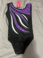 Leotards Girls Gymnastics Embroidery Shiny Diamond Dance Clothes BLACK PURPLE