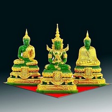 Set3 Stagioni Statua Buddha Smeraldo Meditazione Verde Giada Decorazione Amul...