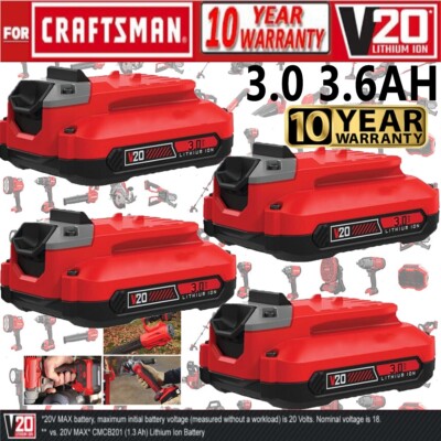 1-6Pack 3.6AH 20V Max For Craftsman V20 Lithium Battery CMCB206 CMCB204 CMCB202