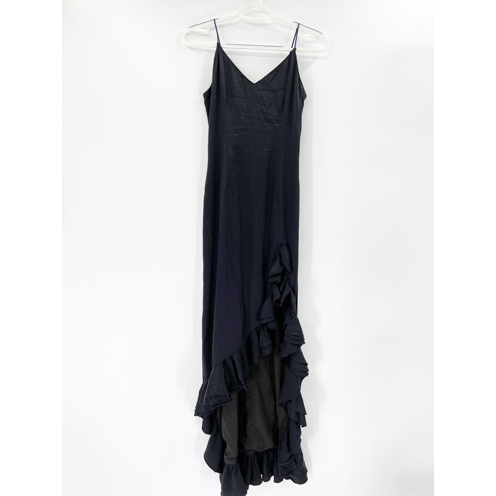 Caroline Constas Solid Black Satin Ruffled Sleeve… - image 3
