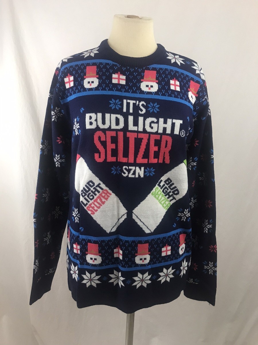 RARE! BUD LIGHT SELTZER Ugly Christmas Holiday Sweater Size MEDIUM Beer NEW
