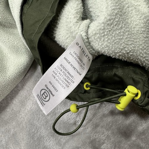 Athleta Jacket Womens Medium Green Fleece Windbreaker 1/2 Zip Hooded Lightweight - Picture 7 of 11