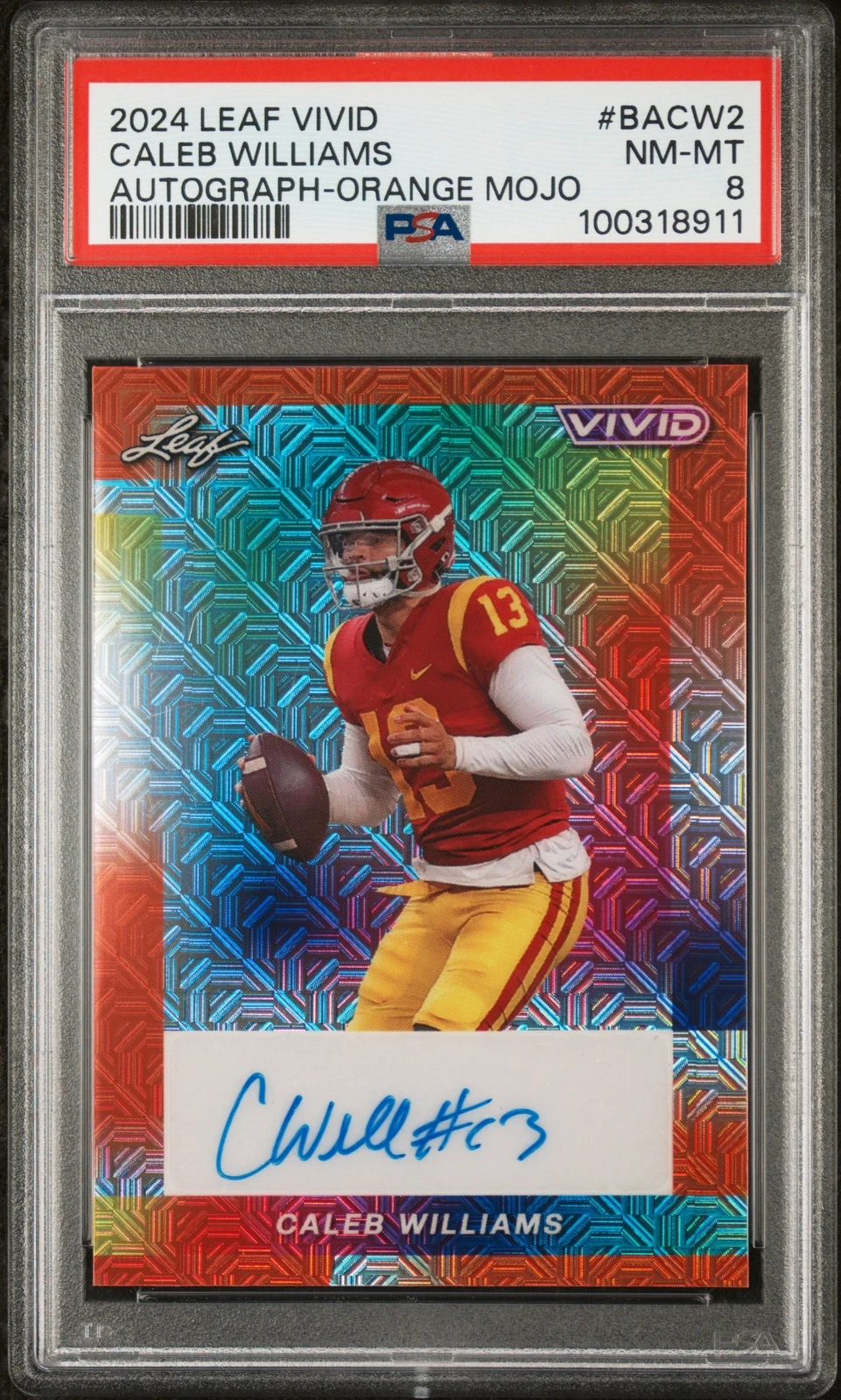 Caleb Williams Leaf Vivid Autographs #BACW2 Orange Mojo