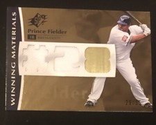 2008 SPX Winning Materials PRINCE FIELDER Dual Jerseys Gold #d 29/35! BREWERS