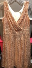 Grace Karin Sleeveless Allover Sequins V-Neck Dress-Size Large-Lined