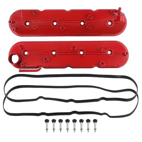 Aluminum Valve Cover Set w/ Gasket & Bolt for Chevy Silverado GMC Cadillac 99-08 - Picture 2 of 12