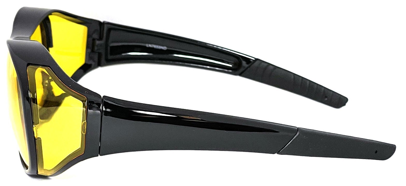 Large Night Driving Fit Over Glasses Yellow Lens Wear Cover AntiGlare Sunglasses