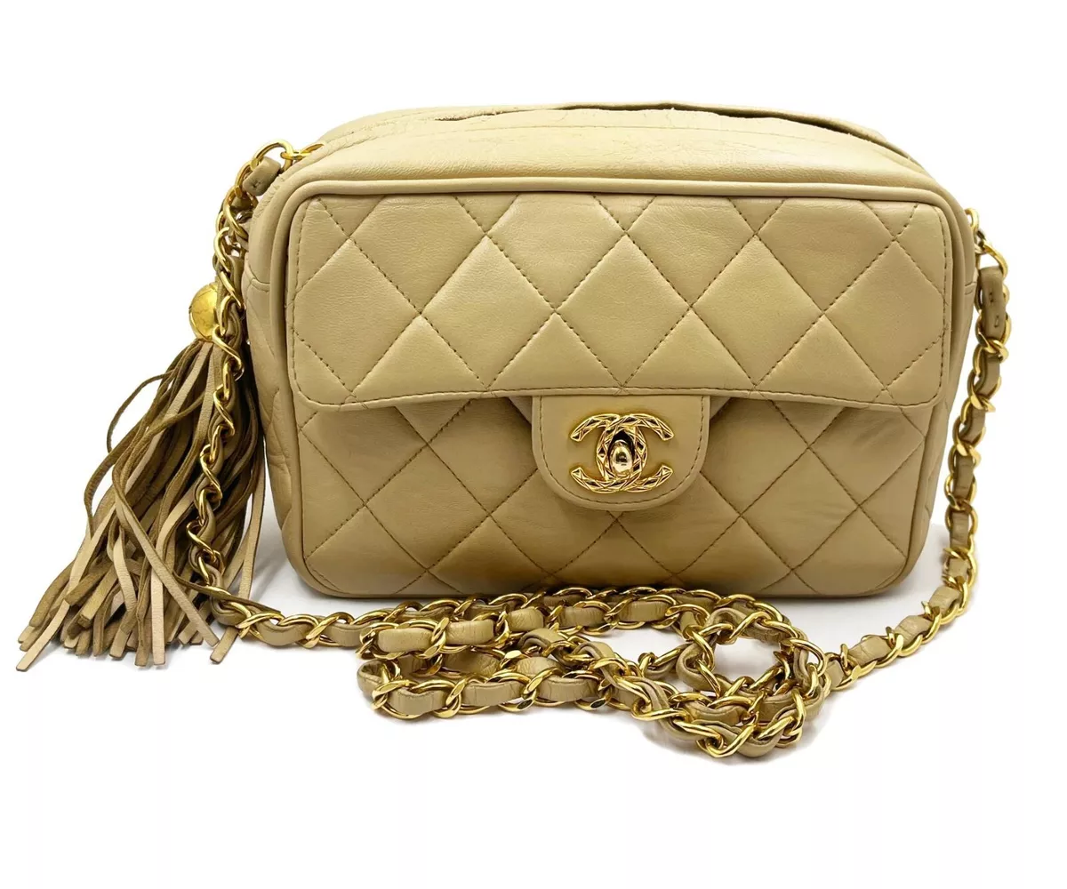 chanel vintage camera bag beige