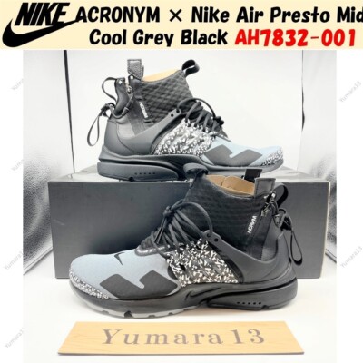 ACRONYM × Nike Air Presto Mid Cool Grey Black AH7832-001 Men's Size
