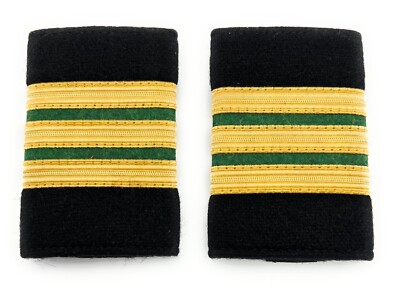 Schulterklappen Slip On gold grün 3 Stäbe für Chief Cable Engineer CCE Surveyor R2663