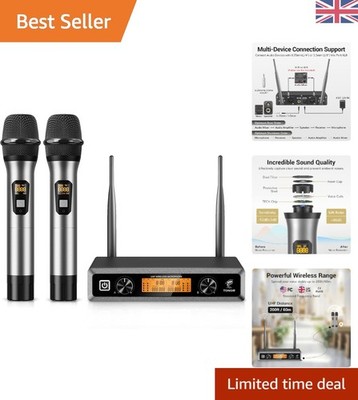 TW820 Drahtlose Mikrofone, Metall Dual Professionelles UHF Kabellos Dynamisches Mikrofon,...