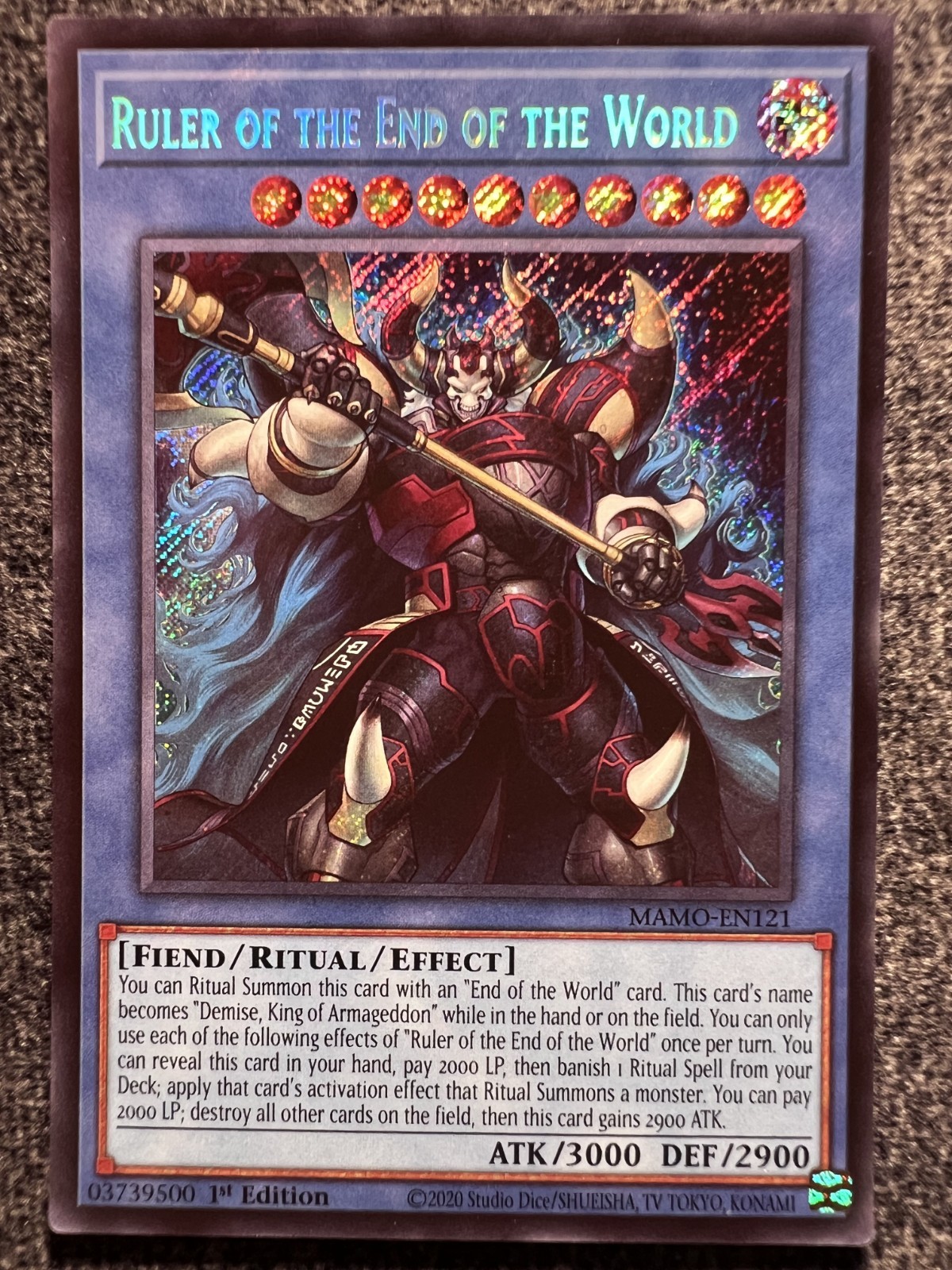 Yugioh Ruler Of The End Of The World MAMO-EN121 Secret Rare 1st Edition NM