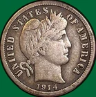 1914 Barber Dime Very Fine VF Coin #36001
