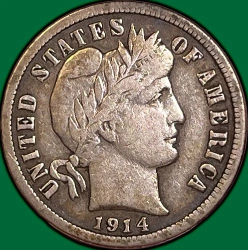 1914 Barber Dime Very Fine VF Coin #36001
