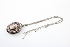Mixed Grade Silver Antique Locket Seed Pearl Enamel Etched Fairy (23g)