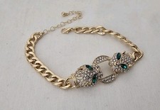 Panther Kopf Armkette Brasselet Vintage ca.70/80 Jahre Armband Strass Neuwertig 