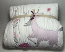 Pottery Barn Kids Mystical  Unicorn Quilt ~ Twin ~ White