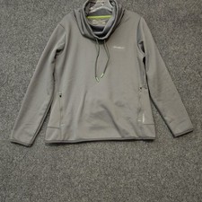 Eddie Bauer Womens Medium Gray Fleece Pullover FreeHeat Zip Pockets High Neck
