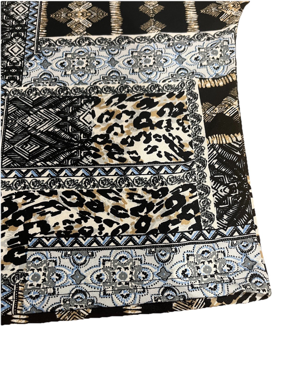 ROCKMANS Patchwork Print Eyelet Split Sleeve Cold… - image 13