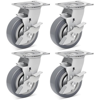 Nefish 5 Inch Heavy Duty Casters Wheels Industrial Swivel Locking Set