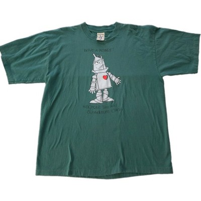 Vtg Alore Earth Foundation Tin Man Recycle T Shirt Mens XL Green Single Stitch