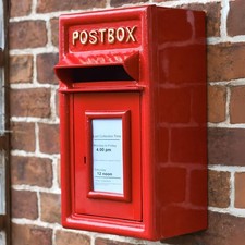 Traditional Red & Gold Vintage Style Wall Mounted Post Box
