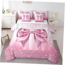 Kids Pink Bowknot 7 Pieces Bedding Set Size, Dreamy Princess King Multi B03