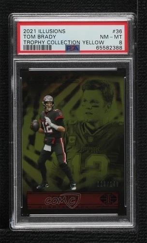 2021 Panini Illusions Trophy Collection Yellow 129/149 Tom Brady #36 PSA 8 16rf